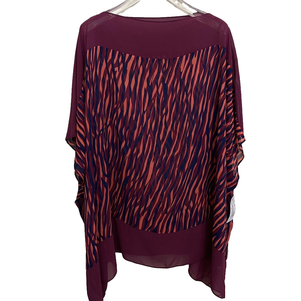 🌵 NWT Jaclyn Smith Women's Zebra Striped Maroon Swimsuit Cover Up - Large/XL - Picture 2 of 7
